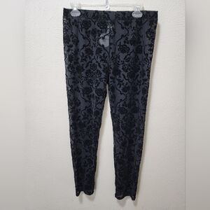Elegant Black Floral Leggings Size XL